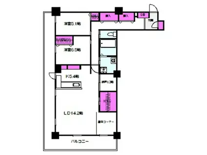 リバーカントリーガーデン京橋(2SLDK/25階)の間取り写真