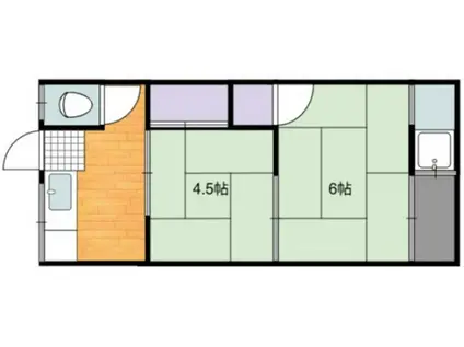 良浩荘(2K/2階)の間取り写真