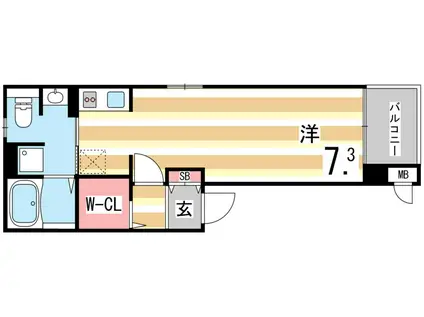 カーサ・レガーレ(1K/2階)の間取り写真