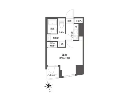 GRAN PASEO 市谷甲良町(1K/4階)の間取り写真