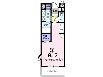 プリマヴェーラB(ワンルーム/2階)の間取り写真