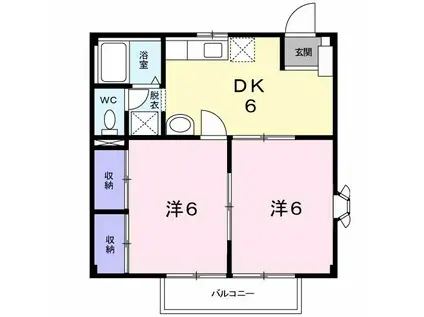 キャロット壱番館(2DK/2階)の間取り写真