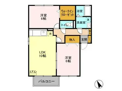 ベルデュールすず樹B(2LDK/2階)の間取り写真