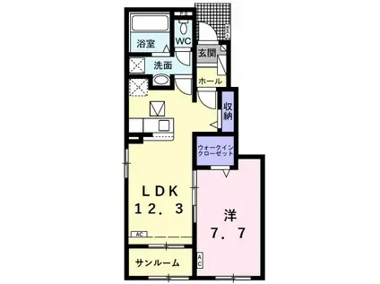 グランターサII(1LDK/1階)の間取り写真