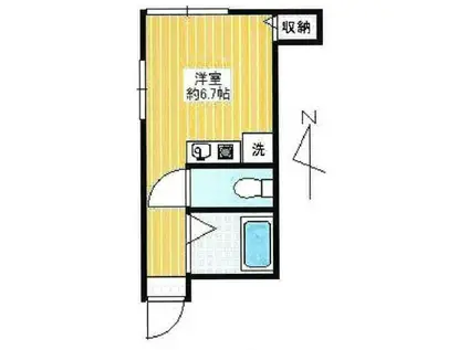 福米コーポ(ワンルーム/2階)の間取り写真