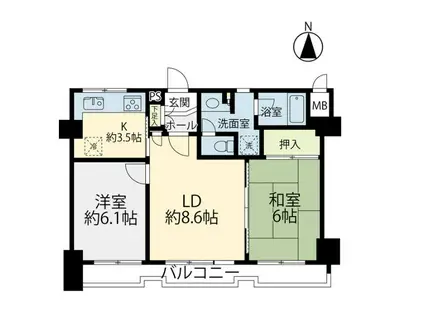 ロイヤルパーク高田(2LDK/3階)の間取り写真