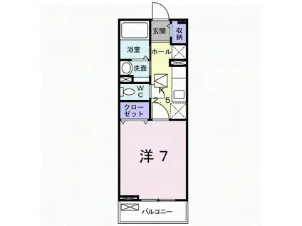 サニーホワイト II(1K/1階)の間取り写真