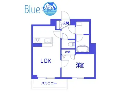 セレナヴィラ由比ガ浜(1LDK/1階)の間取り写真