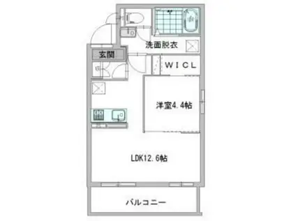 ラ・ヴァルール(1LDK/4階)の間取り写真