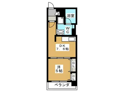 G-CREST京都四条烏丸(1DK/4階)の間取り写真