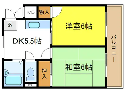 プランドール平野(2DK/3階)の間取り写真