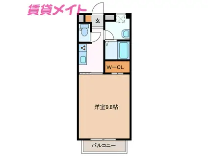 サンフェリーチェII(1K/2階)の間取り写真