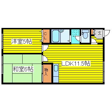 ブルヴァール24(2LDK/3階)の間取り写真