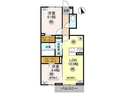 カーサ ミカサ(2LDK/1階)の間取り写真