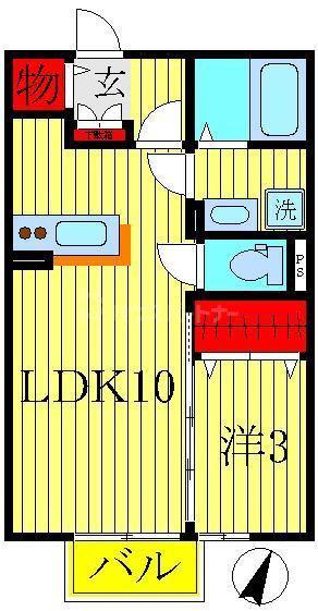 カノンベル(1LDK/1階)の間取り写真