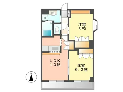 ツインビレッジ(2LDK/2階)の間取り写真