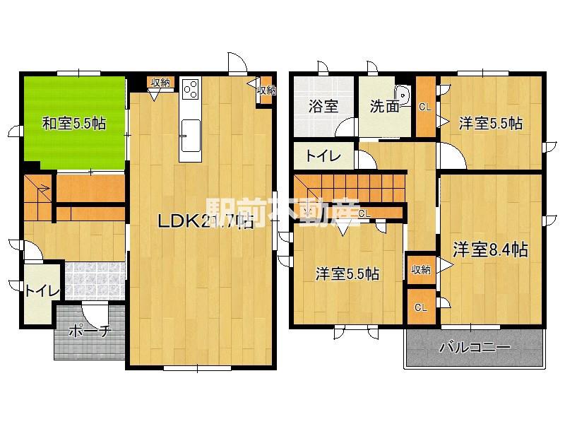 セルディーナ室見 A棟(4LDK/1階)の間取り写真