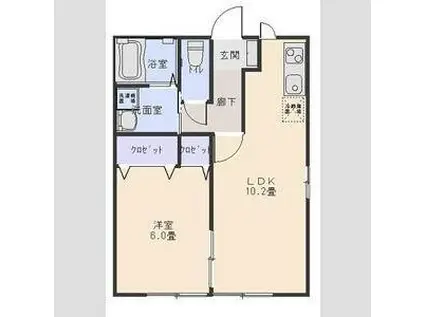 LE COFFRET N棟(1LDK/1階)の間取り写真