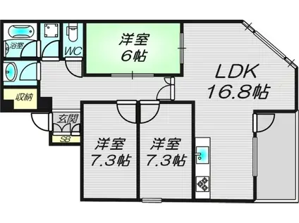 シオンズガーデン花川(3LDK/1階)の間取り写真