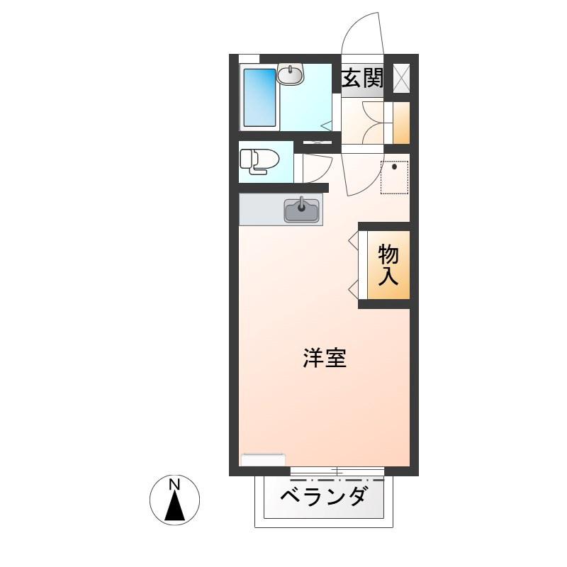 ヴィブレII(ワンルーム/2階)の間取り写真