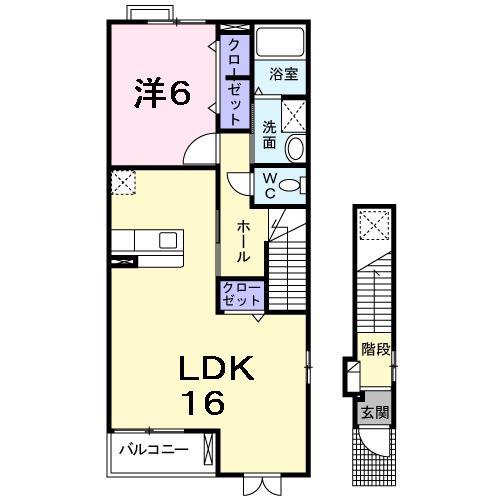 シェソワB(1LDK/2階)の間取り写真