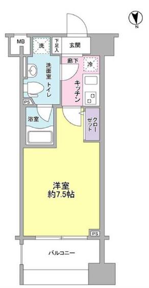 メインステージ白金高輪駅前(1K/9階)の間取り写真