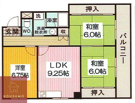 伊丹マンション(3LDK/2階)の間取り写真