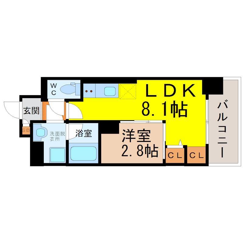 ポルタニグラ大須(1LDK/10階)の間取り写真