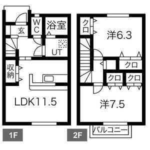 BLISS美原(2LDK/1階)の間取り写真