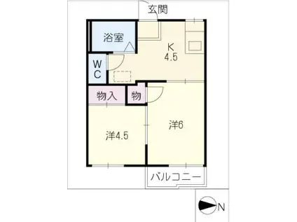 タウニー鹿田(2K/2階)の間取り写真