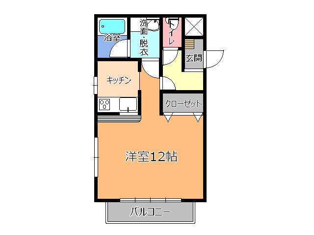 グランディオーソ(1K/2階)の間取り写真