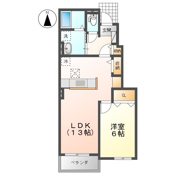 コンフォールNC(1LDK/1階)の間取り写真