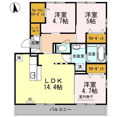 ピュアライト文京町(3LDK/3階)の間取り写真