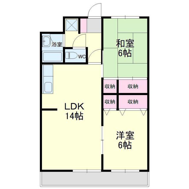 キャトルセゾン(2LDK/4階)の間取り写真