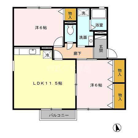 サンヴェール(2LDK/2階)の間取り写真