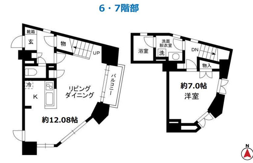 麻布十番ハイツ(1LDK/6階)の間取り写真