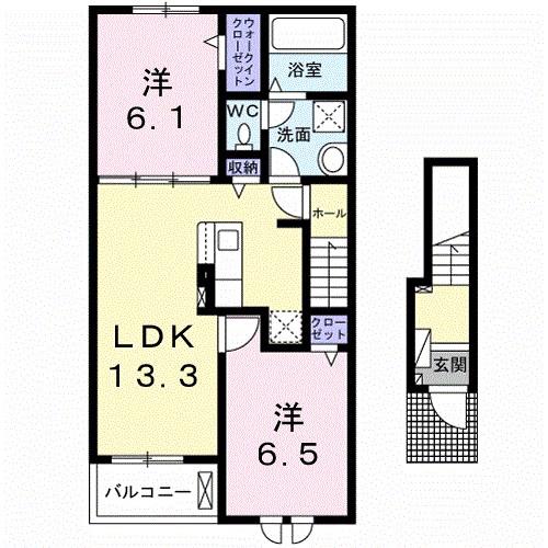 ドリームコート御代田B(2LDK/2階)の間取り写真