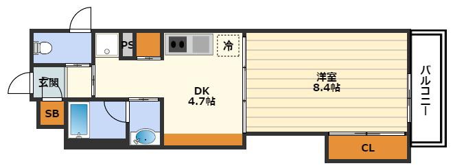 天満アパートメント(1DK/5階)の間取り写真