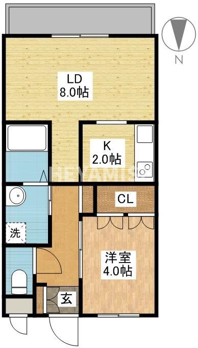 ロイヤルメゾン(1LDK/2階)の間取り写真