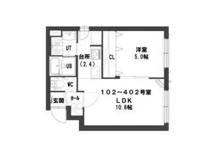 グランメール ラフレ元町(1LDK/4階)の間取り写真