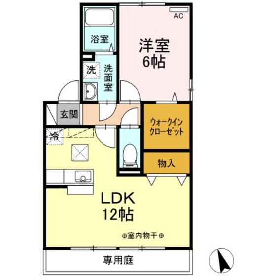 ルミエールA棟(1LDK/1階)の間取り写真