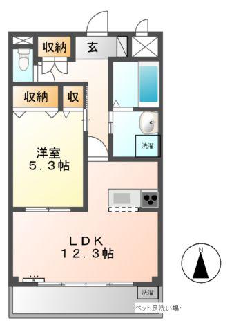 パークヒルズ山吹(1LDK/2階)の間取り写真