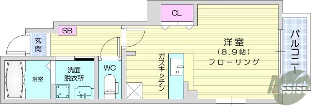 アニメ―ト1(1K/1階)の間取り写真