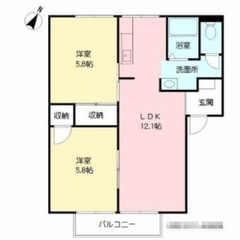 ヒルサイド都(2LDK/2階)の間取り写真