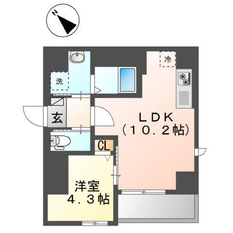 HGD佃(1LDK/3階)の間取り写真
