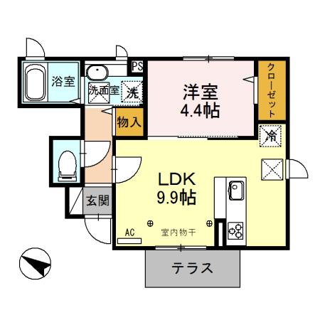 PALAZZO(1LDK/1階)の間取り写真