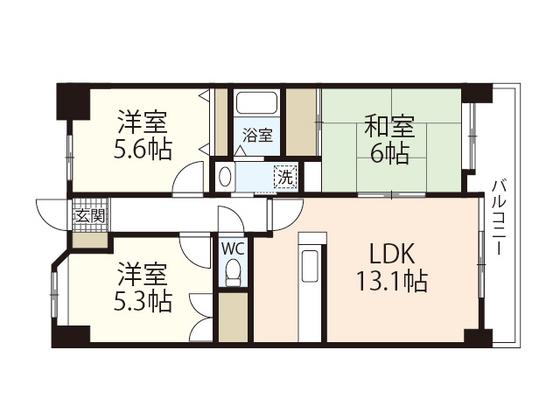 マンションリバーハンズ(3LDK/6階)の間取り写真