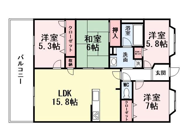 アールフォーレ春の町 410号(4LDK/4階)の間取り写真