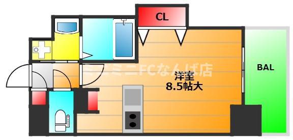 ラグゼ江戸堀(1K/6階)の間取り写真