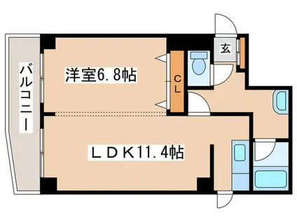 ハウスオブリザ平岸参番館(1LDK/4階)の間取り写真
